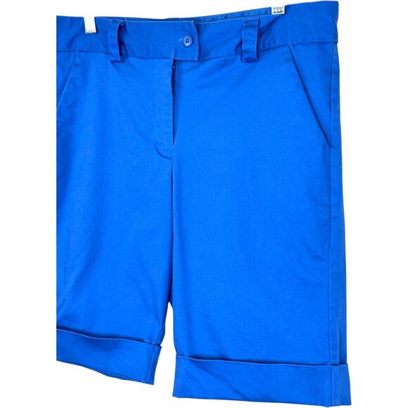 The Limited Shorts Size 12 Blue Cuffed Cotton Blend Stretch Casual Bermuda - Picture 2 of 13